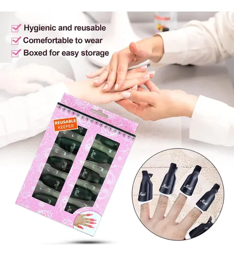 Clips Para Remover Esmalte Gel Negro X10 Uñas Acrílicas