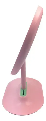 Espejo Ovalado Jessamy Rosa Con Luz Para Maquillaje Usb