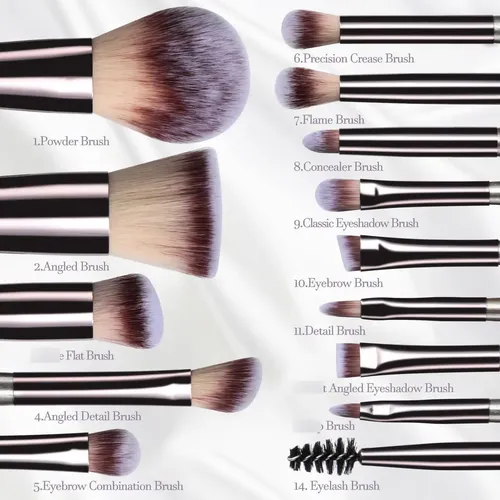 Juego De 14 Brochas De Maquillaje De Viaje Con Estuche