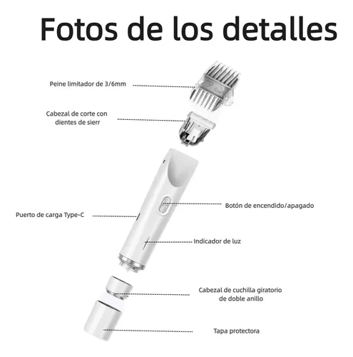 B Depiladora Eléctrica Recargable 2 En 1 Uso Seco Y Húmedo M