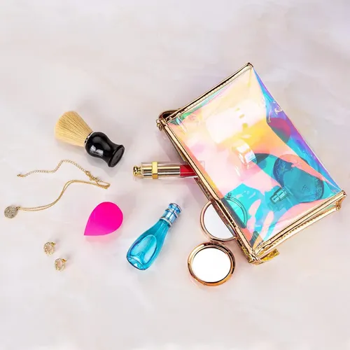 5 Pzs Bolsas Maquillaje Holográfico Iridescente Organiza