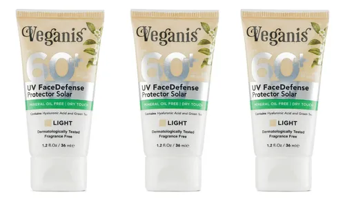 Veganis Protector Solar Facial Fps60 Tono Claro 36 Ml X 3 U