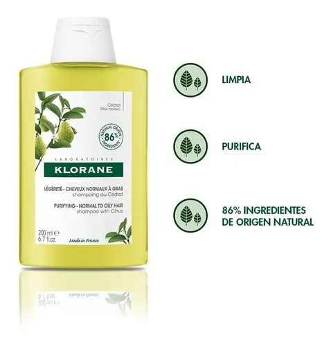Shampoo Klorane Cedrat Cabello Tendecia A Graso X 200 Ml
