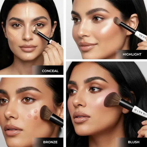 Lamora Dual Brush Para Rubor Y Concealer
