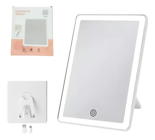 Espejo Con Luz Led Maquillaje Táctil Recargable Usb Premium