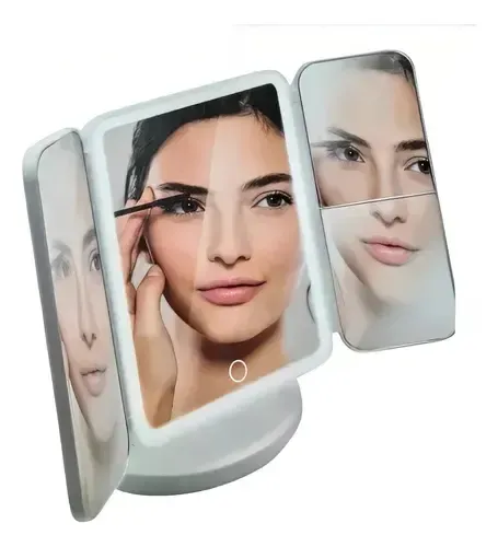 Espejo De Maquillaje Led 3 Modos Aumento 1x 2x 3x Recargable