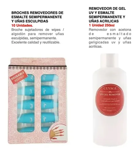 Kit Removedor Esmalte Semipermanente Uv Led 250m Dosificador