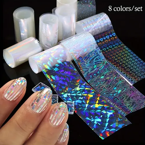 Set De Decoración De Uñas De 8 Colores Aurora Ice Glass Pape