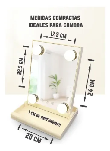 Espejo De Maquillaje 4 Luces Led Usb Frio Cálido Neutro