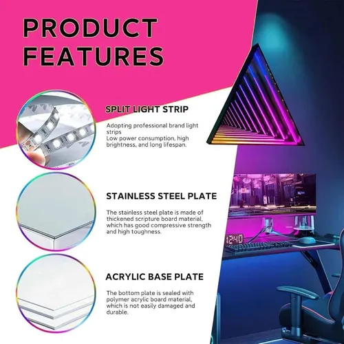 Luz Led Espejo Infinito 3d Rgb Para Dormitorio 30cm