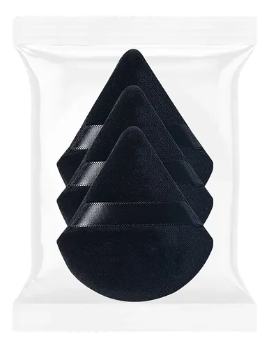 A Esponja De Maquillaje Triangular 3 Piezas Negra Tamaño Z