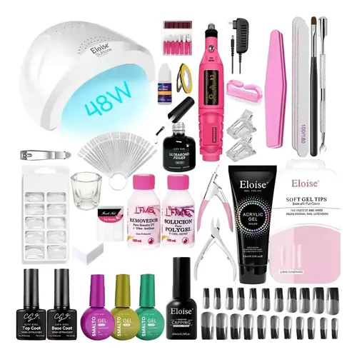Kit Uñas Semipermanentes Polygel Esmaltado Completo Cabina
