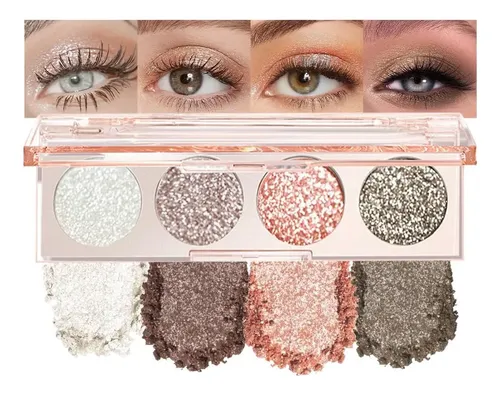 Paleta De Sombras Feicuiyun 4 Colores Pearl White A Bronze