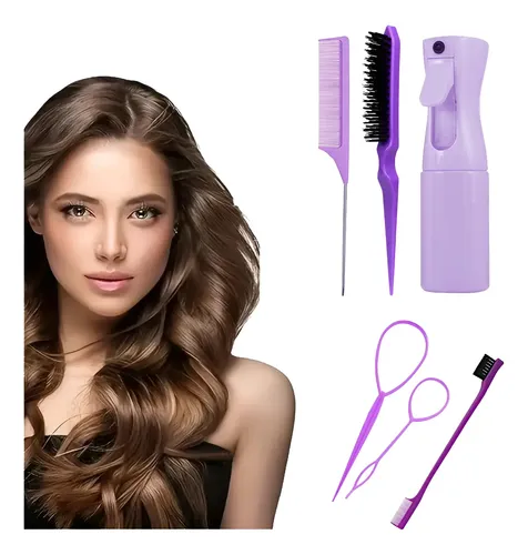 Kit De Peines Regadera Pinzas De Cabell Set Peines Cepillos Violeta