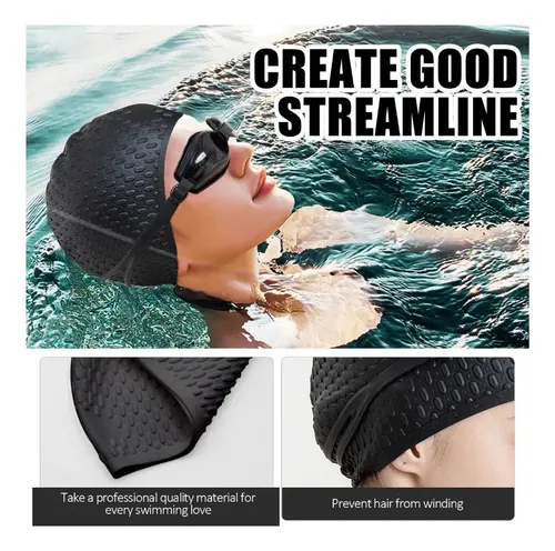 Gorro De Natación Elástico De Silicona Para Hombre Y Mujer,  Negro/blanco