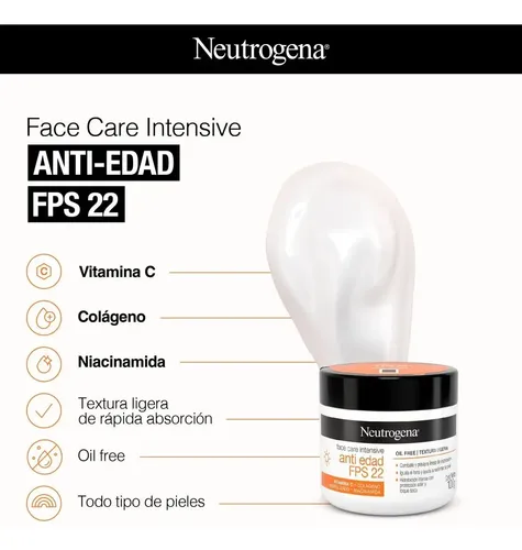 Crema Neutrogena Face Care Intensive Antiedad Fps 22