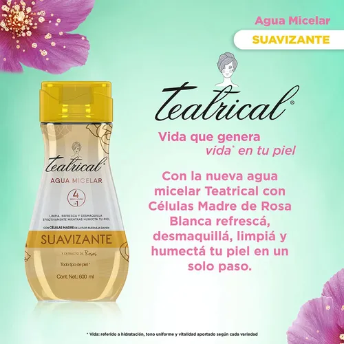Teatrical Agua Micelar De Rosas Suavizante X600 Ml