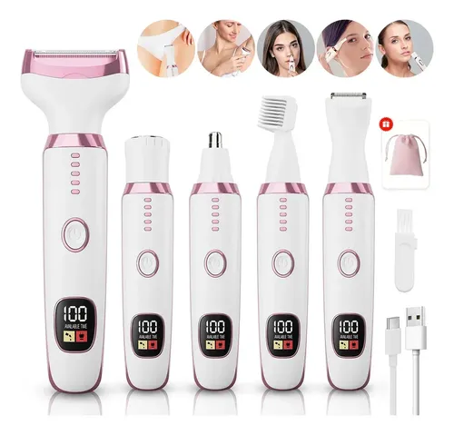 Depiladora Eléctrica 5 en 1 para Mujer con 5 Cabezales y Pantalla LED