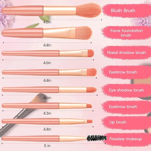 Set De Brochas De Maquillaje De Viaje De 6 Piezas, Incluye B