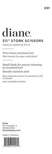 Tijeras Stork Para Cejas Diane Silver, 9,5 Cm