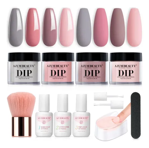 Kit De Uñas Dip Powder Azurebeauty, 4 Colores, 10 G