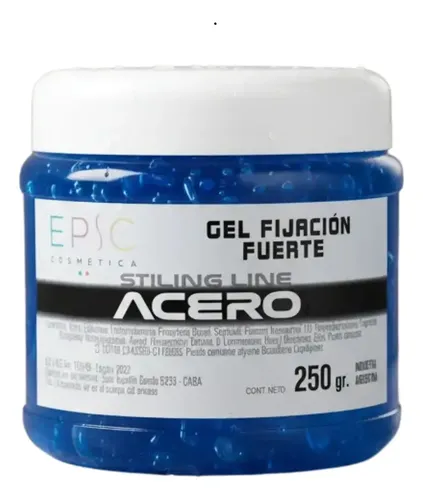 Gel Epic Modelador Acero Azul Fijación Fuerte 250gr