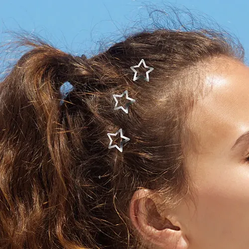 40 Clips De Pelo Estrella De Plata Pequeños Y Durables