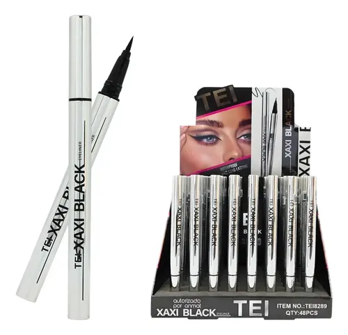 Delineador En Fibra Waterproof Xaxi Black Tei Negro Mate