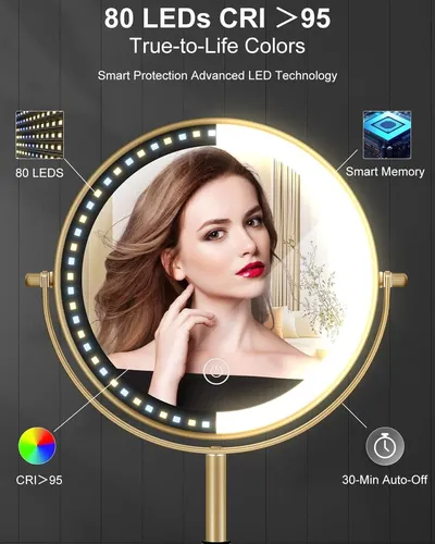 Espejo De Maquillaje Con Luces, Espejo De Aumento Iluminado