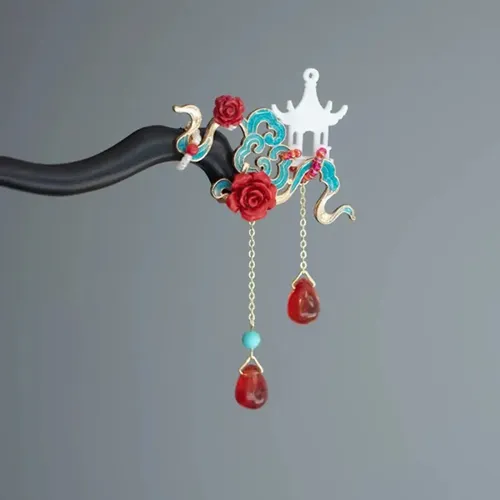 Broche De Pelo Recogido Inspirado En El Cloisonne Otonal Con