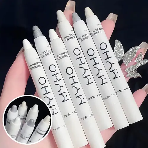 Set De 3 Lápices Resaltador Sombra Ojos Delineador Barra Cre Blanco