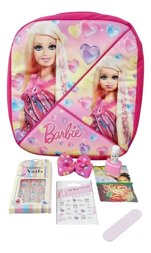 Kit Maquillaje Barbi 10 Art Uñas Stickers Brillos Navidad
