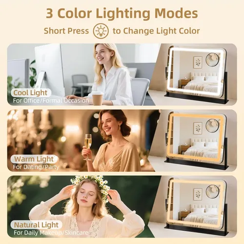 Espejo De Tocador Gioeda 55x43cm Con Aumento 10x Y Luz Led