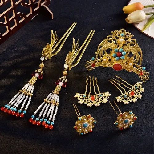 Juego De Accesorios Para El Cabello  Con Abalorios Y Flecos