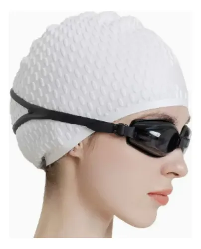 Gorro De Natación Elástico De Silicona Para Hombre Y Mujer,  Negro/blanco