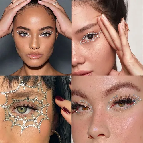 Stickers Strass Rostro Cuerpo X2 Negro Cristal
