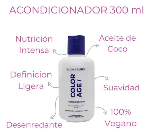 Shampoo Acondicionador Y Bifasico Rulos Pelo Seco Color Age