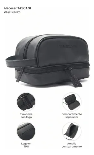 Neceser Tascani De Viaje Organizador Estuche Portacosméticos Bolsito Avion Valija Baño Maquillaje Color Negro