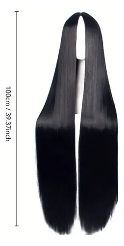 Peluca De Cosplay De Anime For Mujer, Larga, Recta, Negra.