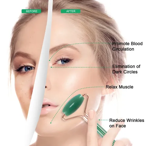 Rodillo Facial Xyzbstar Jade Y Gua Sha Masajeador Verde
