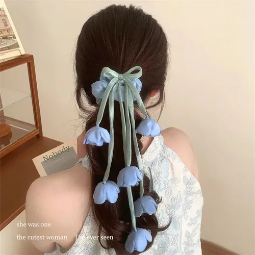 Cinta For El Pelo Con Borlas Florales Con Forma De Tulipán