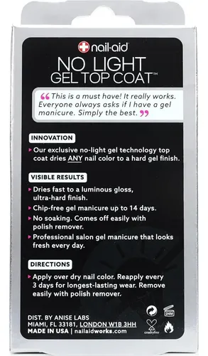 Top Coat Gel Sin Luz Nail-aid 16.3 Ml Acabado Brillante