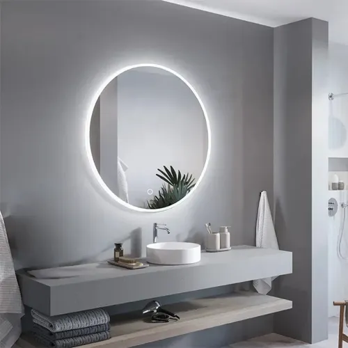 Espejo Para Baño Redondo Led Táctil Con Desempañador Redondo 80