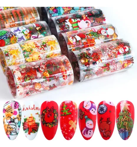 10 Rollos De Pegatinas Navideñas For Uñas, Árbol De !