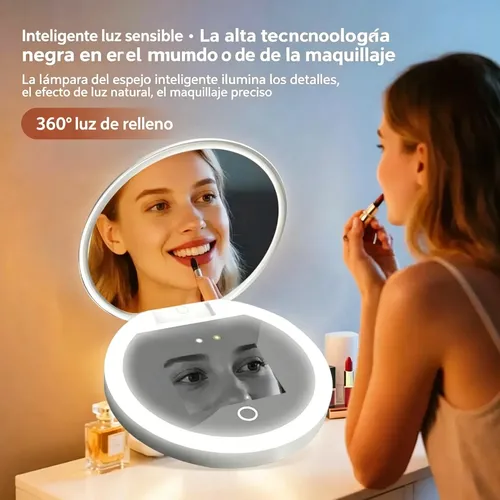 C Espejo Uv Inteligente Plegable Con Luz Led Portátil B