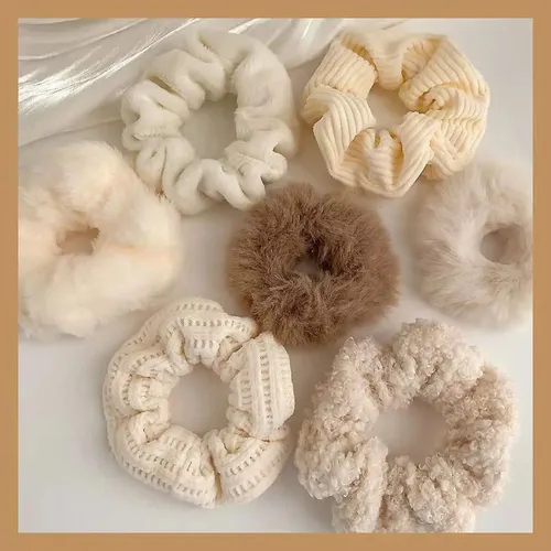 Juego De 7 Gomas De Pelo De Felpa Para Mujer Y Niñas