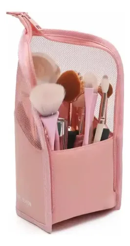 Porta Brochas De Maquillaje Organizador Viaje Cartuchera Ver Color Rosa