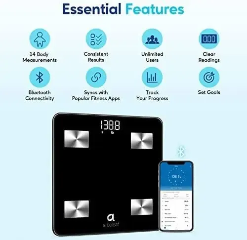 Báscula Inteligente Arboleaf C/wifi/bluetooth Negro Negro.