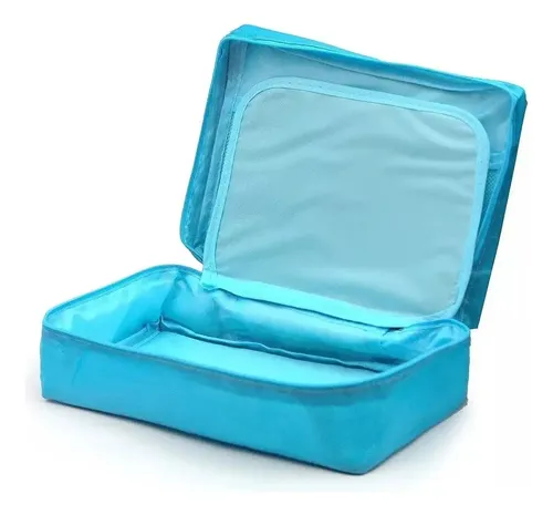 Neceser Bolso Porta Cosmeticos Organizador Maquillaje Baño Color Celeste