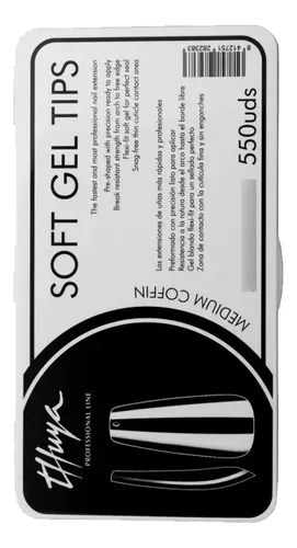 Medium Coffin Tips Para Soft Gel X550u Thuya Uñas 12c